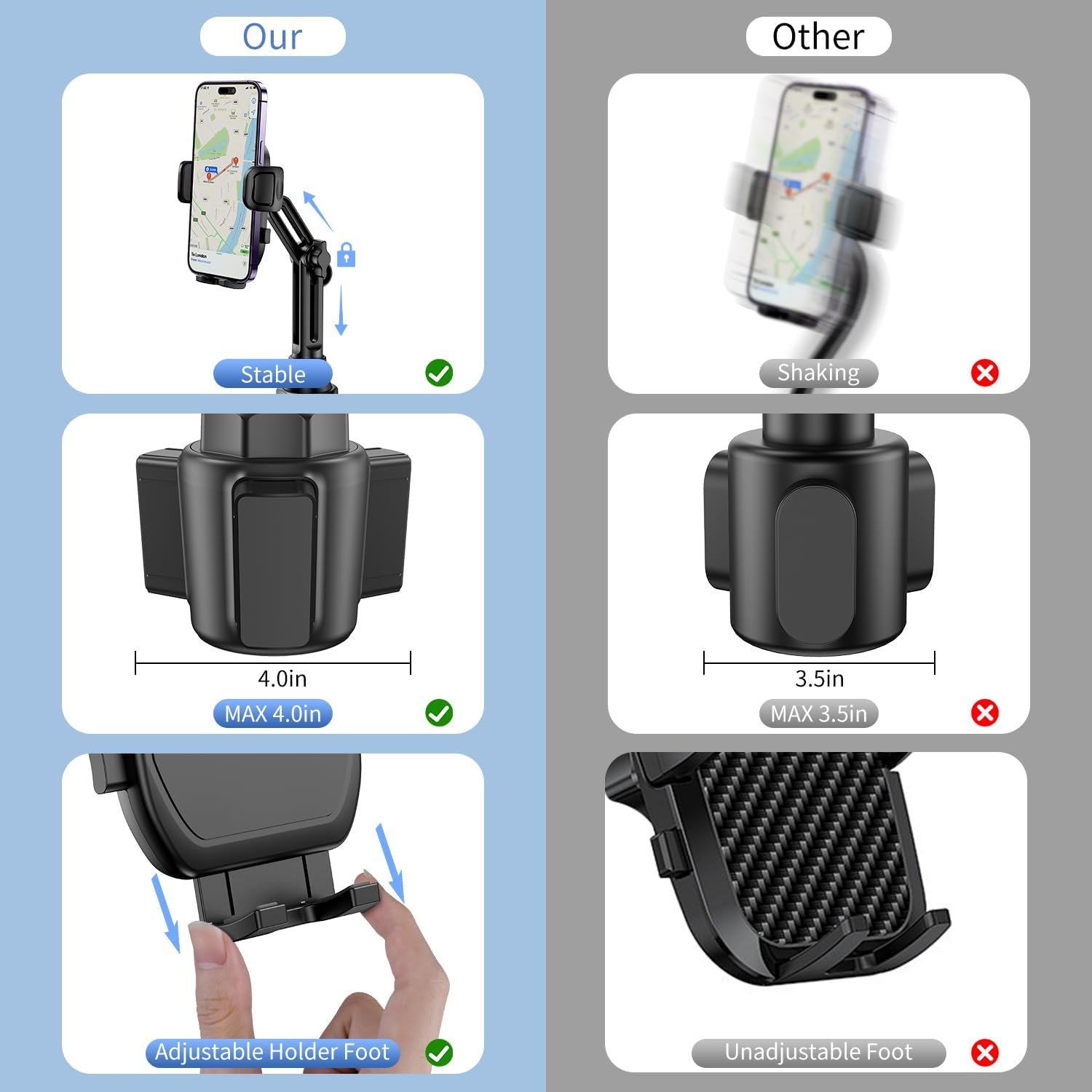 Adjustable long-arm car cup holder phone mount - Image 2