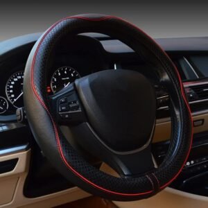 Anti-slip sports style steering wheel cover, soft breathable heavy duty.
