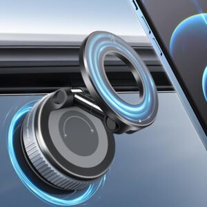 Foldable, extendable magnetic car phone mount
