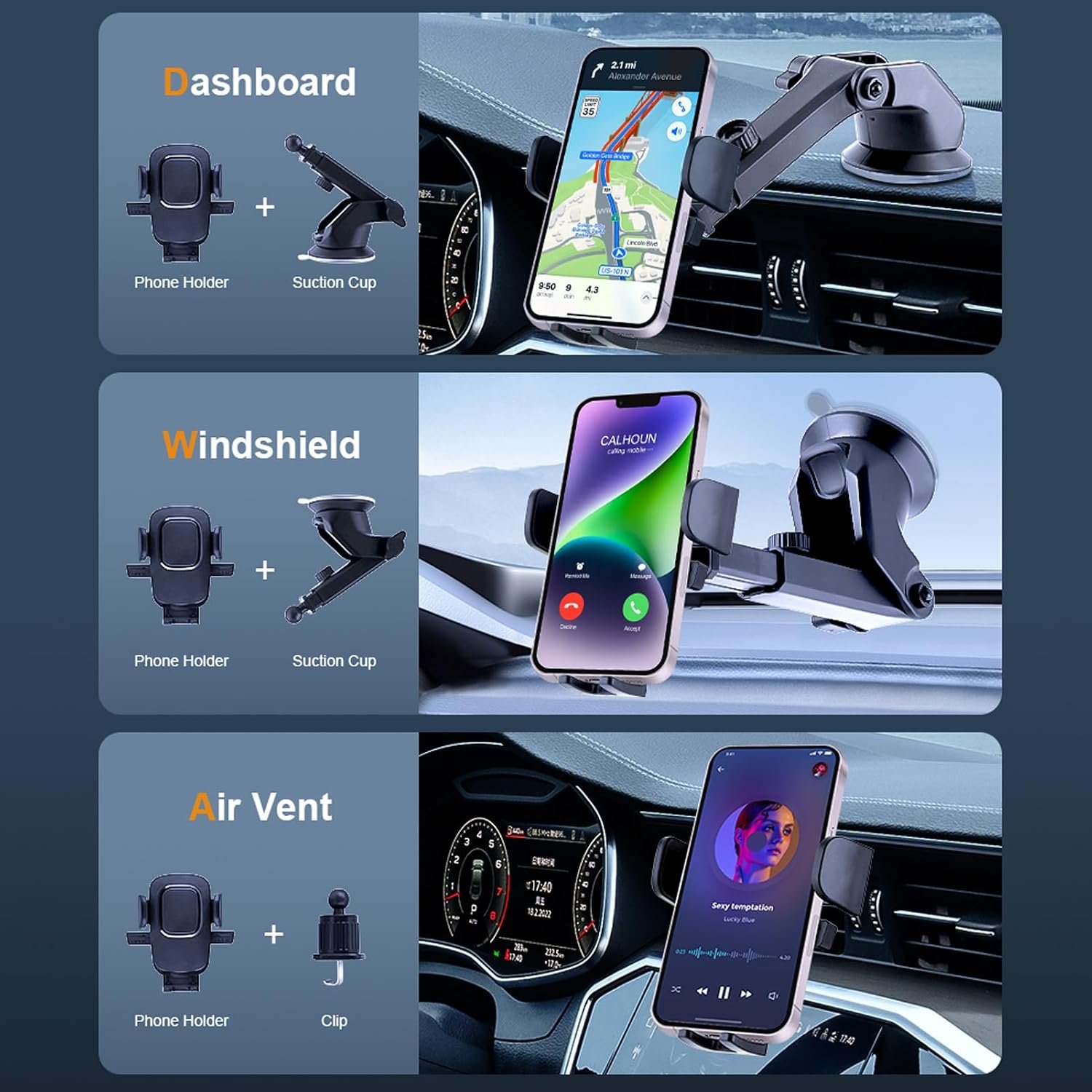 Universal car air vent phone mount - Image 2