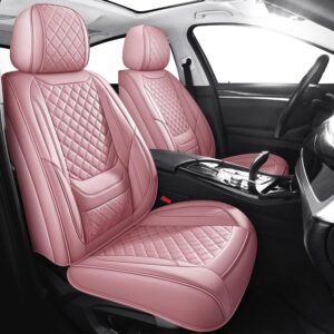 Leatherette car seat covers full set with waterproof cushion protection.