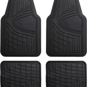Heavy duty universal rubber car floor mats with waterproof and anti-slip protection.
