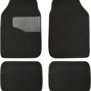 Universal fit rubber floor mats with anti-slip waterproof design.