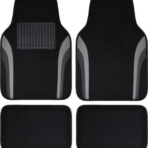 Leather sport style car floor mats, waterproof universal fit.