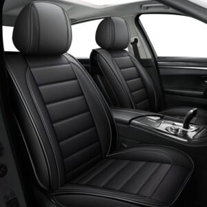 Faux leather car seat covers full set with waterproof cushion protection.