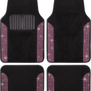 Diamond crystal shiny car floor mats with rhinestone decoration and cute interior style.