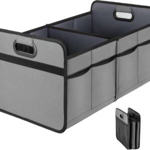 Car storage organizer with anti-slip design and foldable travel storage box.